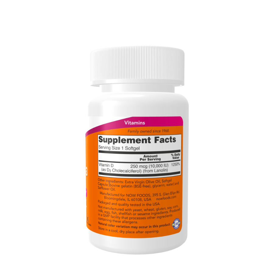 Now Vitamin D-3 10000 IU Capsules x120