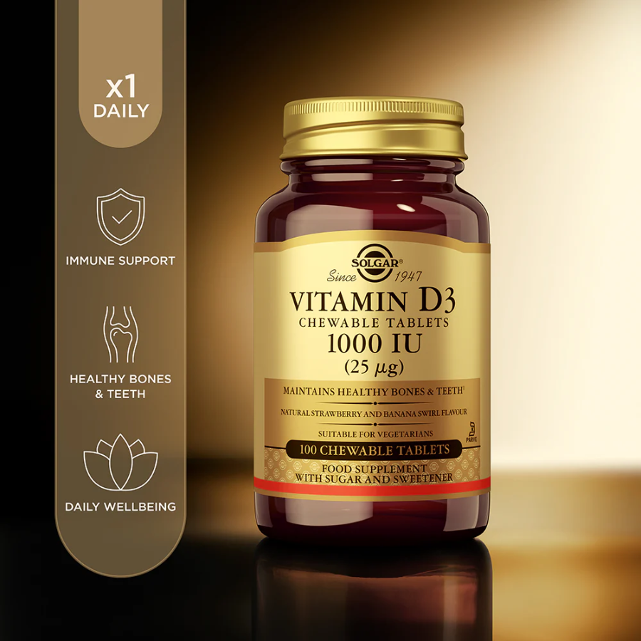 Solgar Vitamina D3 1000 UI 25 mcg Masticable x100