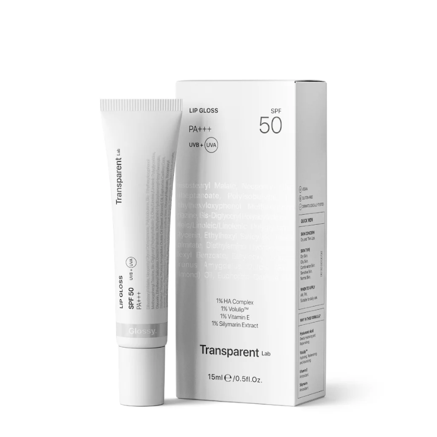 Brillo de labios transparente Lab Glossy SPF50 15 ml