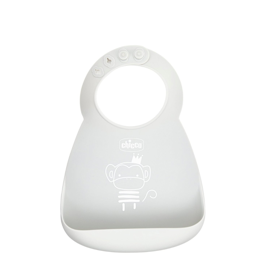 Chicco Babero Silicona Gris 6M