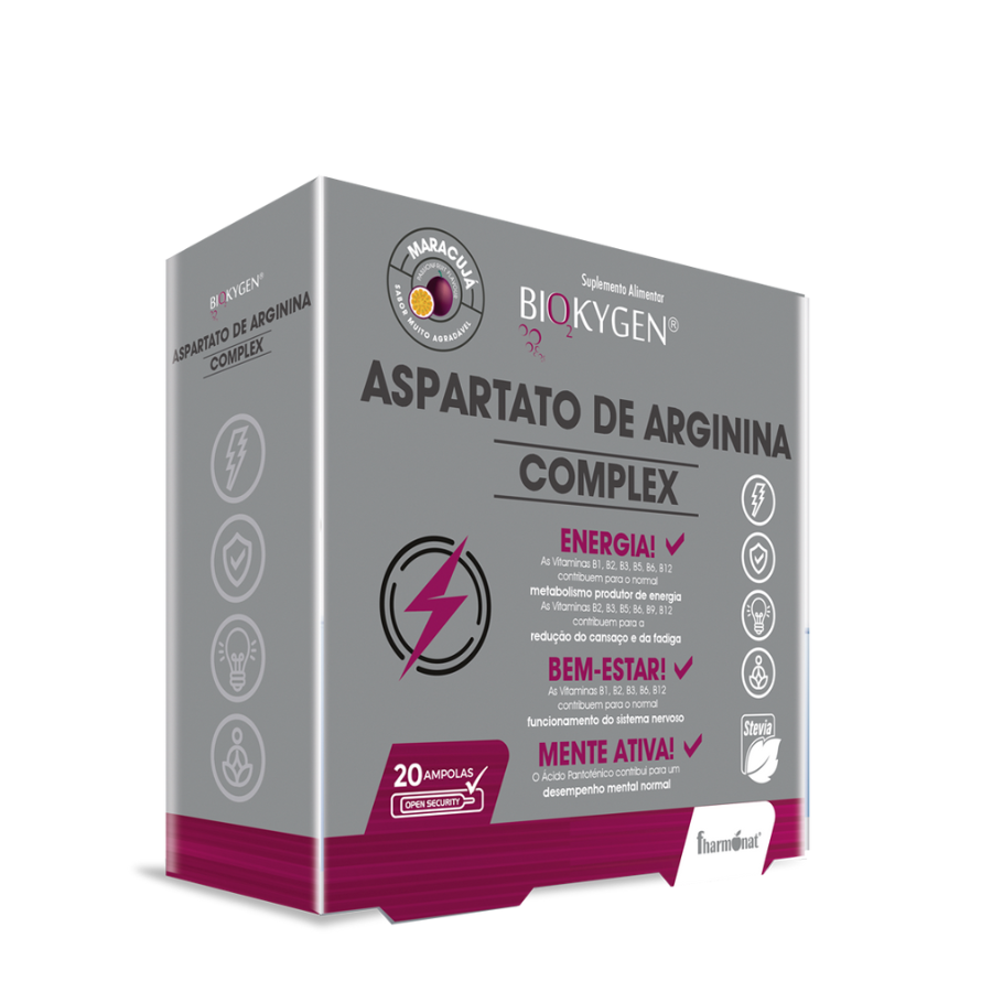 Complejo de aspartato y arginina Biokygen con 20 ampollas de maracuyá
