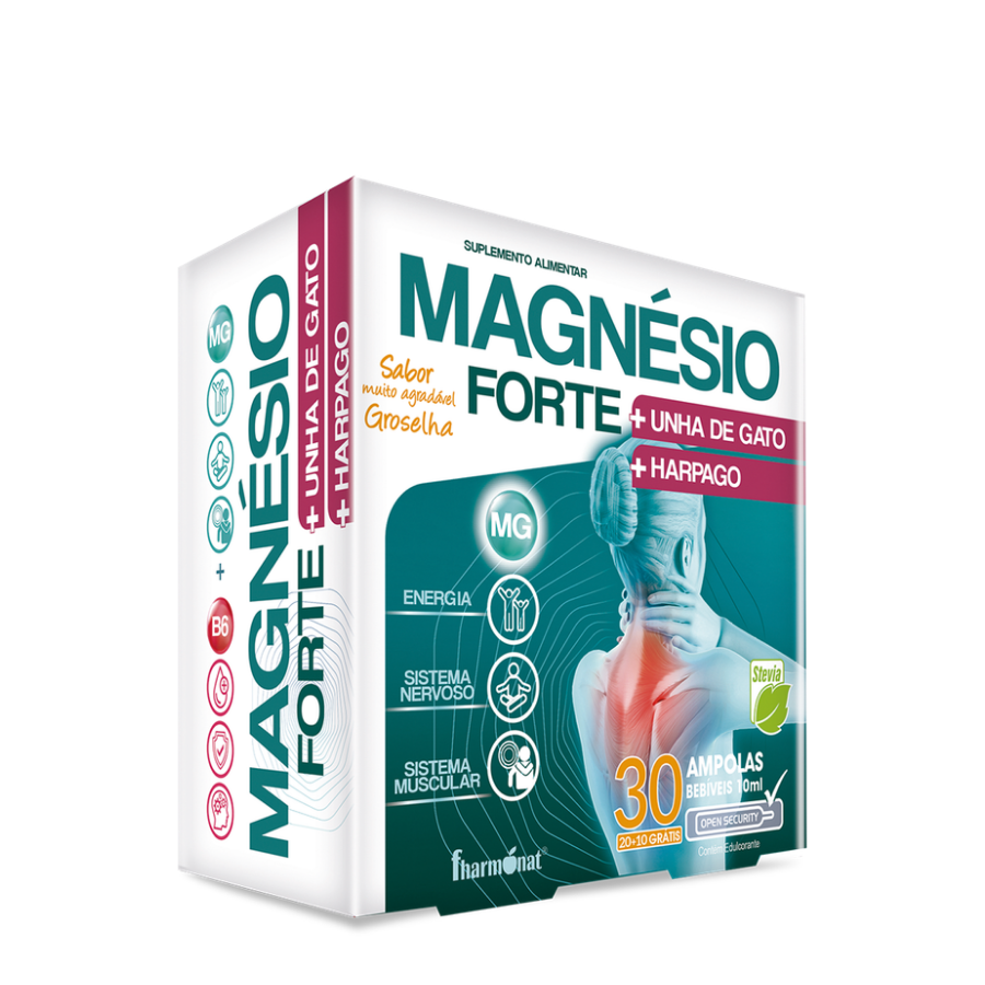 Magnésio Forte + Unha de Gato + Harpago Ampolas x30