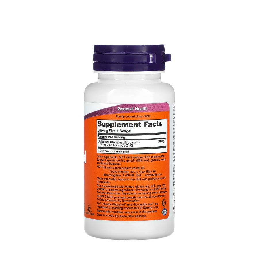 Now Ubiquinol 100mg Capsules x60