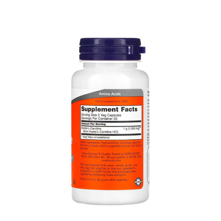 Now Acetyl L-Carnitine 500mg Capsules x50