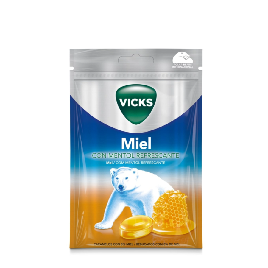 Caramelo refrescante Vicks Honey Menthol 72 g