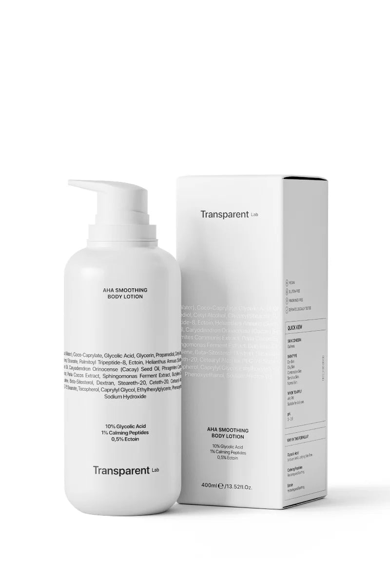 Loción corporal calmante AHA de Transparent Lab 400 ml