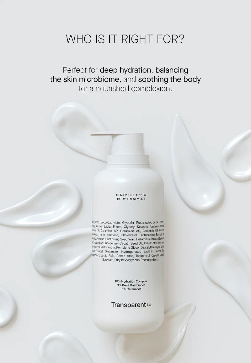 Tratamiento corporal de barrera de ceramidas Transparent Lab 400 ml