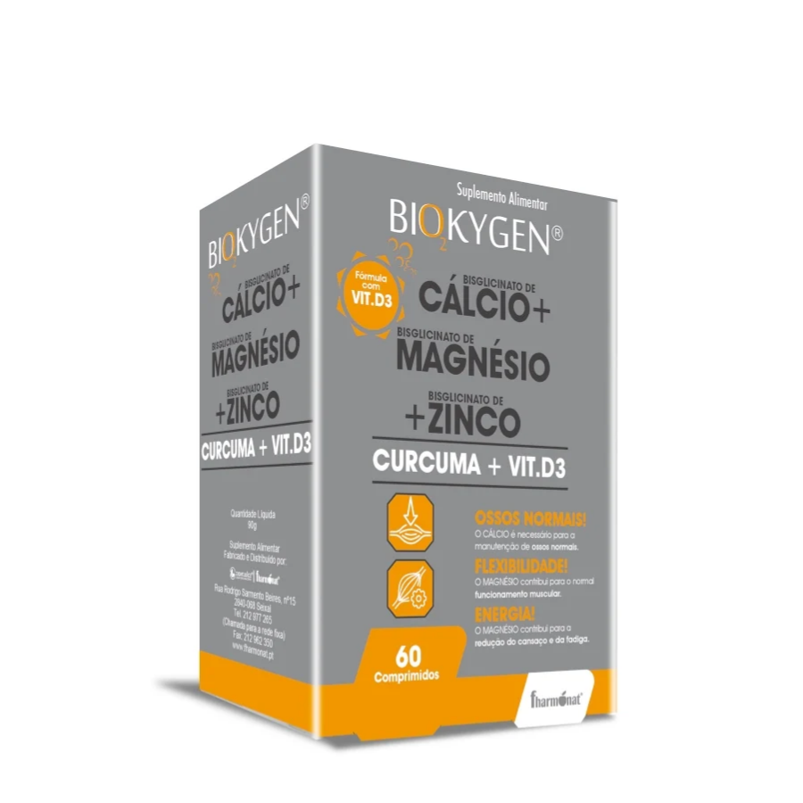 Biokygen Ca + Mg + Zn + Curcuma + D3 Cápsulas x60