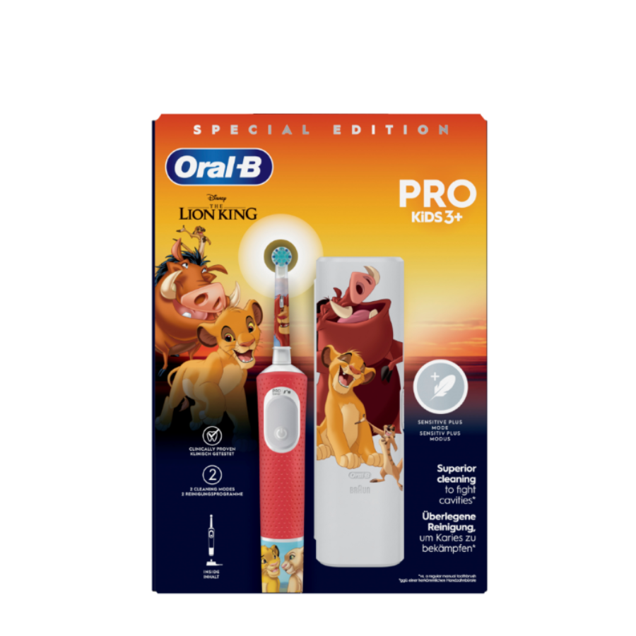 Oral-B Pro Kids 3+ Lion King Escova Elétrica + Travel Case